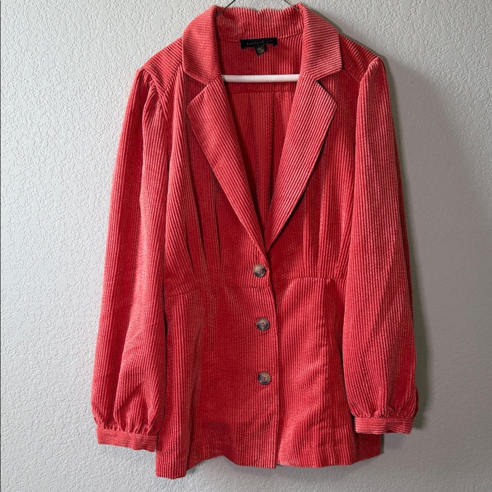 Anthropologie Current Air Alfie Cinched Corduroy Blazer Coral Color Size Large